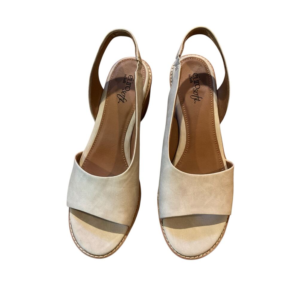 eürosoft by söfft Cadwell Sandal Slingback Block Heel Beige Womens‎ Size 9.5 NWB